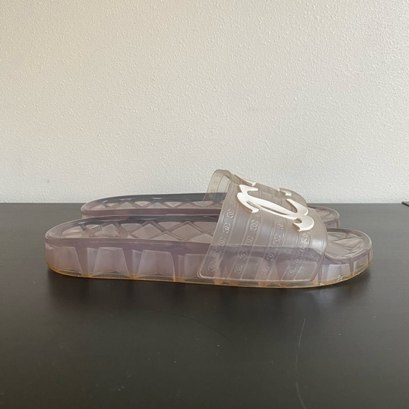 EUC Chanel CC Clear PVC Plastic Pool Sides size 37 w/dustbag fits 6/6.5 - Picture 2 of 12